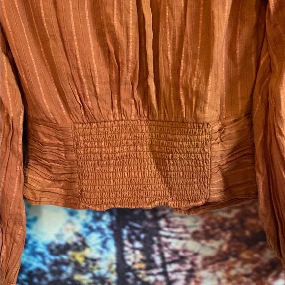 Free People Brown Buttoned Ruched Crop Top - Picture 7 of 8